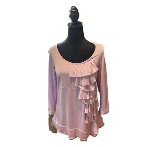 Chicos travelers women's blouse ruffle front lilac color size one